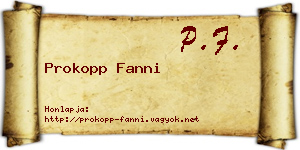 Prokopp Fanni névjegykártya